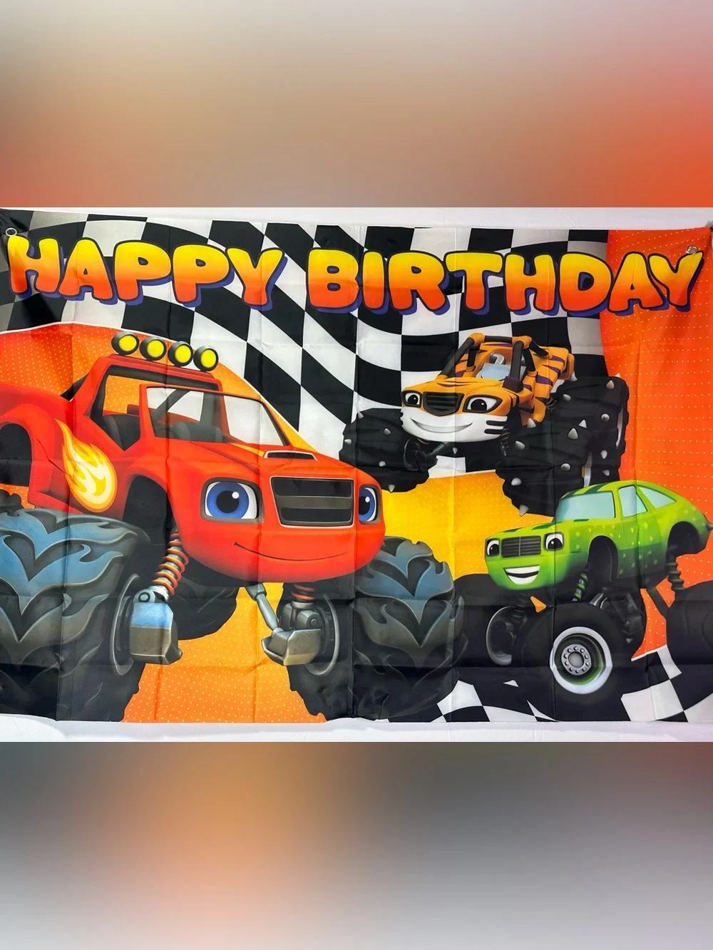 Blaze And The Monster Machines Happy Birthday Backdrop Banner 5x3Ft.